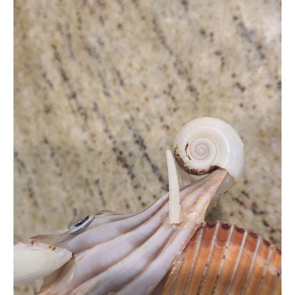 Sea Shell Elephant Sculpture Figurine Beach Home Decor Handmade 6.5” *repair* - Picture 10 of 13